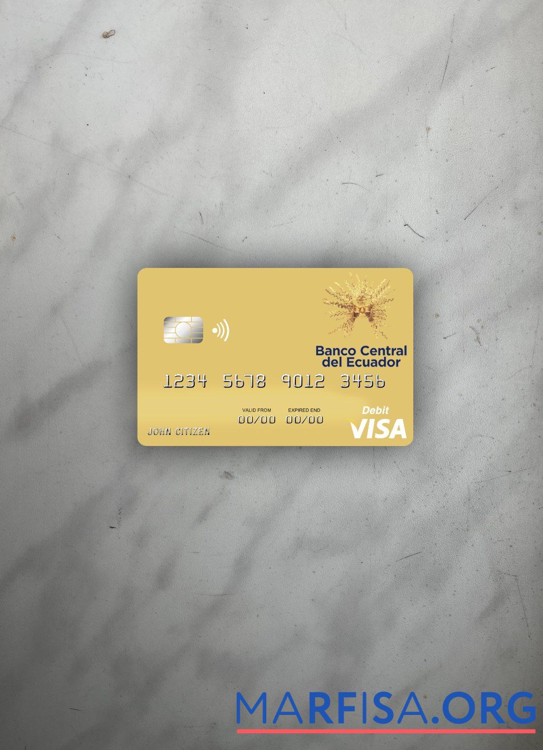 Blank Sao Tome and Principe Banco Ecuador visa debit card photolook front sample